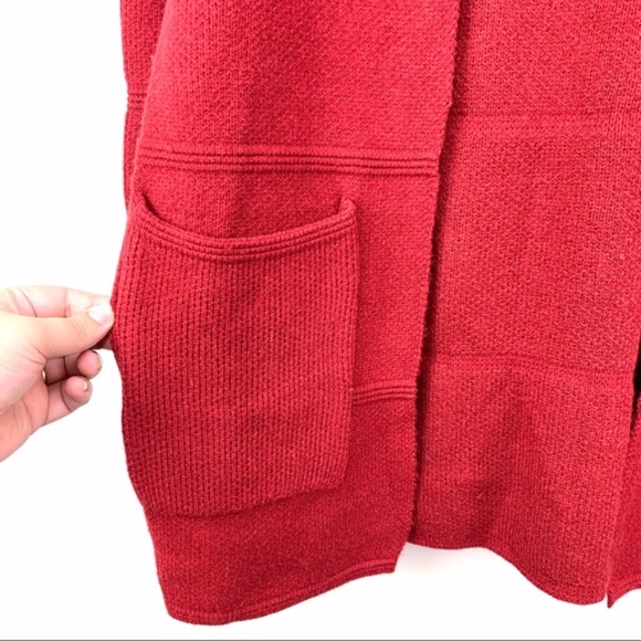 Joseph A Windowpane Knit Cardigan Red Size SP - Picture 9 of 14